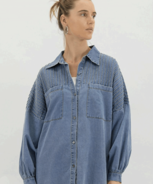 Alternative view of Pleated Denim Shirt